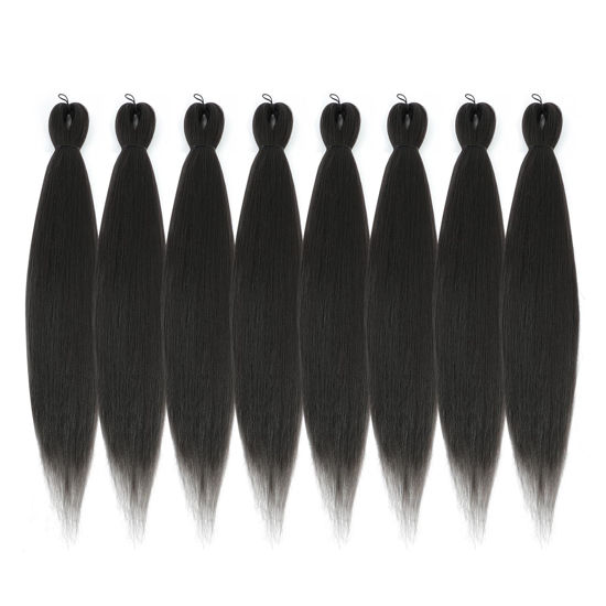 Picture of DIFUNEE Pre-stretched Braiding Hair - 18 Inch 8 Packs Medium Brown Mid-Length Braiding Hair For Twist or Box Braids, Yaki Texture Hot Water Setting Synthetic Braiding Hair Extensions (18 Inch, #4-8P)