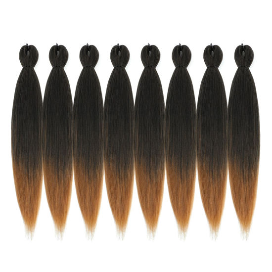 Picture of DIFUNEE Pre-stretched Braiding Hair - 28 Inch 8 Packs Ombre Brown Super Long Braiding Hair For Twist or Box Braids, Yaki Texture Hot Water Setting Synthetic Braiding Hair Extensions (28 Inch, T30-8P)