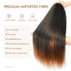 Picture of DIFUNEE Pre-stretched Braiding Hair - 28 Inch 8 Packs Ombre Brown Super Long Braiding Hair For Twist or Box Braids, Yaki Texture Hot Water Setting Synthetic Braiding Hair Extensions (28 Inch, T30-8P)