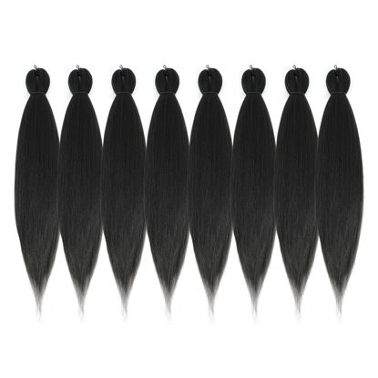 Picture of DIFUNEE Pre-stretched Braiding Hair - 14 Inch 8 Packs Dark Brown Mid-Length Braiding Hair For Twist or Box Braids, Yaki Texture Hot Water Setting Synthetic Braiding Hair Extensions (14 Inch, #2-8P)