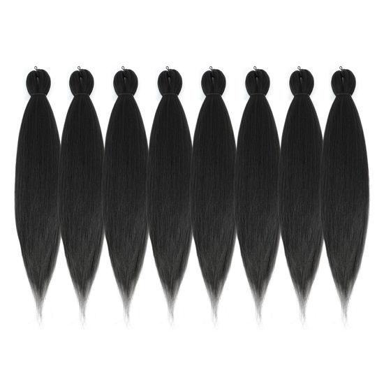 Picture of DIFUNEE Pre-stretched Braiding Hair - 14 Inch 8 Packs Dark Brown Mid-Length Braiding Hair For Twist or Box Braids, Yaki Texture Hot Water Setting Synthetic Braiding Hair Extensions (14 Inch, #2-8P)