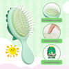 Picture of DINATIS Toddler Hair Brush - Mini Hair Brush for Kids - Travel Brush for Boys and Girls - Baby Detangler Brush for Thin Hair - Dinosaur Brush with Air Cushion - Green