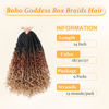 Picture of Yewell 14 Inch Goddess Box Braids Crochet Hair Curly Ends 9 Packs Pre Looped Boho Crochet Box Braids Bohemian Box Braid Crochet Hair For Black Women (14Inch 9Packs,1B/30/27)