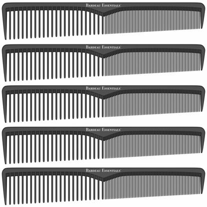 Picture of Styling Comb (5 Pack) | Professional 7 Inch Black Carbon Fiber Anti Static Chemical And Heat Resistant Comb For All Hair Types | Fine and Wide Tooth Comb For Men and Women | By Bardeau Essentials