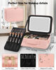 Picture of Chomeiu Makeup Bag with LED Mirror, Large Train Case for Makeup Artists, 16.2 inches Travel Professional Cosmetic Organizer with Light Up Mirror, 3 Color Lights, Brush Holder & Shoulder Strap (Pink)