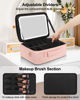Picture of Chomeiu Makeup Bag with LED Mirror, Large Train Case for Makeup Artists, 16.2 inches Travel Professional Cosmetic Organizer with Light Up Mirror, 3 Color Lights, Brush Holder & Shoulder Strap (Pink)