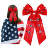 Picture of 4th of July Hair Bows for Women Silky Satin Red White and Blue Hair Bows American Flag Star Patriotic Hair Ribbon Bow Clips USA Fourth Of July Hair Accessories Outfits Gifts Party Favors (Red 4)