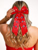 Picture of 4th of July Hair Bows for Women Silky Satin Red White and Blue Hair Bows American Flag Star Patriotic Hair Ribbon Bow Clips USA Fourth Of July Hair Accessories Outfits Gifts Party Favors (Red 4)