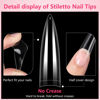 Picture of Quaferen XL Stiletto Nail Tips，504PCS No C Curve Nail Tips for Acrylic Nails, Clear Nail Tips Stiletto, Half Cover Almond Nail Tips, False Nail Extension for Nail Salons and Home DIY 12 Sizes
