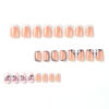 Picture of French Tip Press on Nails Valentines Heart Fake Nails Medium Square Acrylic Nails Kit with Black Pink Heart Designs Full Cover Glue on Nails Pink White French Valentine Stick on Nails for Women 24Pcs