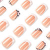 Picture of French Tip Press on Nails Valentines Heart Fake Nails Medium Square Acrylic Nails Kit with Black Pink Heart Designs Full Cover Glue on Nails Pink White French Valentine Stick on Nails for Women 24Pcs