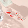 Picture of French Tip Press on Nails Medium Heart Fake Nails Gradient White Pink Acrylic Nails with Cute Heart Designs, Full Cover Stick on Nails Valentine’s Day Artificial False Nails Glue on Nails for Women