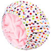 Picture of Shower Cap for Women Terry Lined Bath Cap Large Reusable Waterproof Elastic Band Pink Point Shower Caps for Long Thick Hair Soft Bath Shower Hair Caps