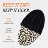 Picture of Shower Cap for Women Terry Lined Bath Cap Large Reusable Waterproof Elastic Band Leopard Shower Caps for Long Thick Hair Soft Bath Shower Hair Caps