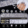 Picture of NAFIGO 3D Mix-sized Acrylic White Flowers Nail Charms Polar Butterfly Bear Spring Blossom Flower with Starry AB Crystals Rhinestones Pearls Mix Gold for Art DIY Crafting Designs