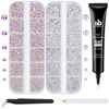 Picture of BELLEBOOST Nail Art Rhinestone Glue Gel&2 Boxes Flatback Gems Kit, 1 Tube of 15ml Rhinestone Gel Glue(UV/LED Needed)+Crystal AB Gems+Flat-Back Round Glass Clear Gemstones with Pickup Tools