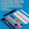 Picture of BELLEBOOST Nail Art Rhinestone Glue Gel&2 Boxes Flatback Gems Kit, 1 Tube of 15ml Rhinestone Gel Glue(UV/LED Needed)+Colorful Gems+Flat-Back Half Round White&Beige Pearls with Pickup Tools