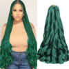 Picture of Green French Curly Braiding Hair 24 inch Loose Wavy 2 Packs Bouncy Braiding Hair extensions 75g/Pack French Curls Synthetic Hair Extensions (24inch,2packs,Green)