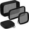 Picture of Weewooday 4 Pcs Mesh Makeup Bag Mesh Cosmetic Bag Travel Toiletry Bag Pouch with Zipper Mini Portable Makeup Cosmetic Travel Toiletry Purse Bag for Daily Accessories (Black,Small, Large, Medium)
