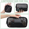 Picture of Weewooday 4 Pcs Mesh Makeup Bag Mesh Cosmetic Bag Travel Toiletry Bag Pouch with Zipper Mini Portable Makeup Cosmetic Travel Toiletry Purse Bag for Daily Accessories (Black,Small, Large, Medium)