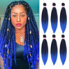 Picture of Dorsanee Ombre Blue Braiding Hair Pre Stretched 20 Inch 6 Packs Braiding Hair Extensions for Crochet Box Braids Twists Locs Hair Itch Free Soft Yaki Texture Hot Water Setting (20inch,#1B/Blue)