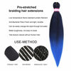 Picture of Dorsanee Ombre Blue Braiding Hair Pre Stretched 20 Inch 6 Packs Braiding Hair Extensions for Crochet Box Braids Twists Locs Hair Itch Free Soft Yaki Texture Hot Water Setting (20inch,#1B/Blue)