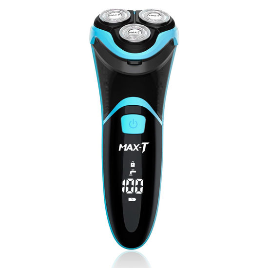Picture of MAX-T Electric Shaver for Men, Cordless Electric Razor with Travel Case, Wet & Dry Use Men's Electric Shaver with Pop-Up Trimmer, 3D Rechargeable IPX7 Waterproof Rotary Shaver