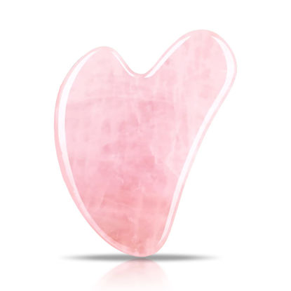 Picture of Contrybox Gua Sha Facial Tools, Rose Quartz Guasha Tool for Face & Eye Gua Sha Stone for Puffiness Reducing & Jawline Sculpting Face Stone Gua Sha Tools for Skin Care Woman GuaSha Stone Tool, Pink