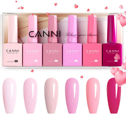 Picture of CANNI 9ml Hema-Free Gel Nail Polish Set- 6Pcs Light Pink Nail Gel Manicure Kit, Soak Off LED Polish DIY at Home Salon Gifts for Women Girls