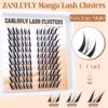 Picture of Lash Clusters Kit Fox Eye Manga Lash Extension Kit Natural Individual Lashes Kit Wispy Cat Eye DIY Eyelashes Clusters Extension Kit with Lash Bond and Seal Lash Applicator