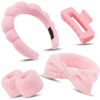 Picture of Canitor Spa Headband Wrist Bands Set with Hair Clips Skincare Headband for Washing Face Skin Care Makeup Headband Preppy Tween Teen Girl Gifts Cute Trendy Stuff Hair Accessories for Women (pink)