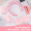 Picture of Canitor Spa Headband Wrist Bands Set with Hair Clips Skincare Headband for Washing Face Skin Care Makeup Headband Preppy Tween Teen Girl Gifts Cute Trendy Stuff Hair Accessories for Women (pink)