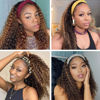 Picture of WENYAN Ombre Headband Wig Human Hair Deep Wave #4/27 Highlight Curly Headband Wigs for Black Women Human Hair Glueless None Lace Front Wig Brazilians Virgin Hair Wear and Go Wigs 150% Densitys