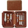 Picture of FAMILIFE Manicure Set, Nail Clippers Pedicure Tool, 8 pcs Stainless Steel Manicure Kit Professional Grooming Tool, Nail Kit with Portable Brown Leather Travel Case Luxury Gifts for Men