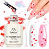Picture of Beetles Gel Polish 15ML Clear Pink Color Gel Top Coat With Pink & Red Heart Shape Valentines Day Gift for Mom, Glass Polish Soak Off UV No Wipe Beetles Romantic Heart Glitter Top Coat for Sparkle Nail