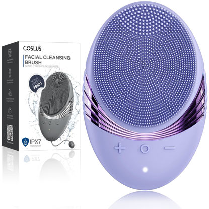 Picture of Face Scrubber Facial Cleansing Brush : COSLUS Portable Silicone Waterproof Rechargeable Face Wash Brush, 5 Cleansing Modes, Electric Deep Cleaning for Men & Women, Removing Blackhead, Exfoliating
