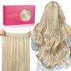 Picture of WENNALIFE Wire Hair Extensions (Increase 50% Lifespan) Real Human Hair 22 inch 150g Dirty Blonde Highlighted Bleach Blonde Remy Real Hair Extensions Invisible Wire Hair Extensions Human Hair Fish Line