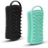 Picture of 2 PC Silicone Exfoliating Body Scrubber, 2 in 1 Silicone Body Shampoo Brush, Soft Silicone Loofah for Sensitive Skin, Shower Silicone Hair Scalp Massager, Easy to Clean, Lather Well (Black&Green)