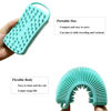 Picture of 2 PC Silicone Exfoliating Body Scrubber, 2 in 1 Silicone Body Shampoo Brush, Soft Silicone Loofah for Sensitive Skin, Shower Silicone Hair Scalp Massager, Easy to Clean, Lather Well (Black&Green)