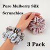 Picture of Silk Scrunchies for Hair 100% Mulberry Silk Hair Ties（Silver gray, Dark gray, Pink）