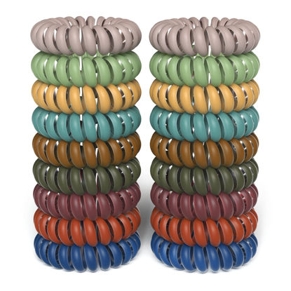 Picture of Teqifu18 Pack Hair Elastics, No Crease Spiral Hair Ties Hair Bands Matte Color Waterproof Phone Cord Hair Scrunchies Hair Coils Accessories for Women Girls
