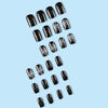 Picture of Christmas Press on Nails Short Square Fake Nails with Snowflake Designs Acrylic Nails Press ons Glossy Glue on Nails Christmas False Nails Black Full Cover Artificial Stick on Nails for Women 24Pcs