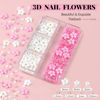 Picture of 3D Flowers, Manicure Kit with Nail Rhinestone Glue Gel, White Pink Acrylic Flower Nail Charms with Caviar Beads, Rhinestones for Nails + Gem Glue for Nails (UV/LED Needed) with Dotting & Pickup Tools