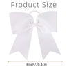 Picture of 16PCS 8" Large Cheer Hair Bows Ponytail Holder Elastic Band Handmade for Cheerleading Teen Girls College Sports (White - Big Bows, 16 Count (Pack of 1))