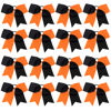 Picture of 16PCS 8" Large Cheer Hair Bows Ponytail Holder Elastic Band Handmade for Cheerleading Teen Girls College Sports (Black/Orange, 16 Count (Pack of 1))