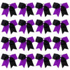 Picture of 16PCS 8" Large Cheer Hair Bows Ponytail Holder Elastic Band Handmade for Cheerleading Teen Girls College Sports (Black/Purple, 16 Count (Pack of 1))