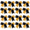 Picture of 16PCS 8" Large Cheer Hair Bows Ponytail Holder Elastic Band Handmade for Cheerleading Teen Girls College Sports (Black/Gold, 1 Count (Pack of 16))