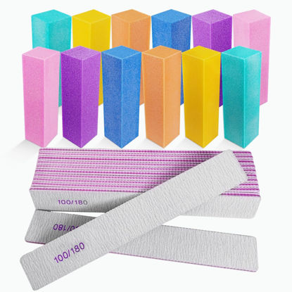 Picture of Nail Files and Buffers (24 Pack), Nail Buffer Block Nail File Set for Acrylic and Natural Nails, Professional Manicure Tool 4 Sides 100/120/180 Grit Emery Board Sponge Buffing Buffers Blocks Gray