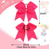 Picture of 16PCS 8" Large Cheer Hair Bows Ponytail Holder Elastic Band Handmade for Cheerleading Teen Girls College Sports (Dark Rose, 16 Count (Pack of 1))