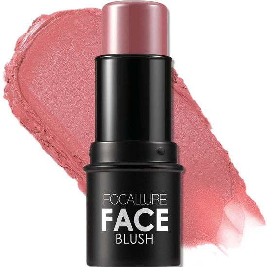 Picture of FOCALLURE Cream Blush Makeup,Buildable Blush Stick for Cheeks,Matte and Dewy Finish,Long Wearing,Easy Application,Lightweight Multi Stick,ROSE MARBLE